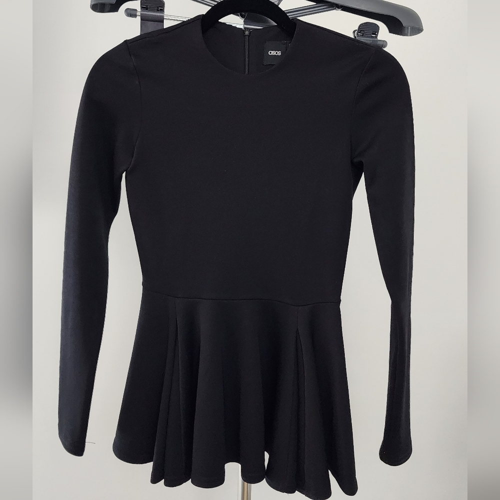 Black peplum asos top size 2